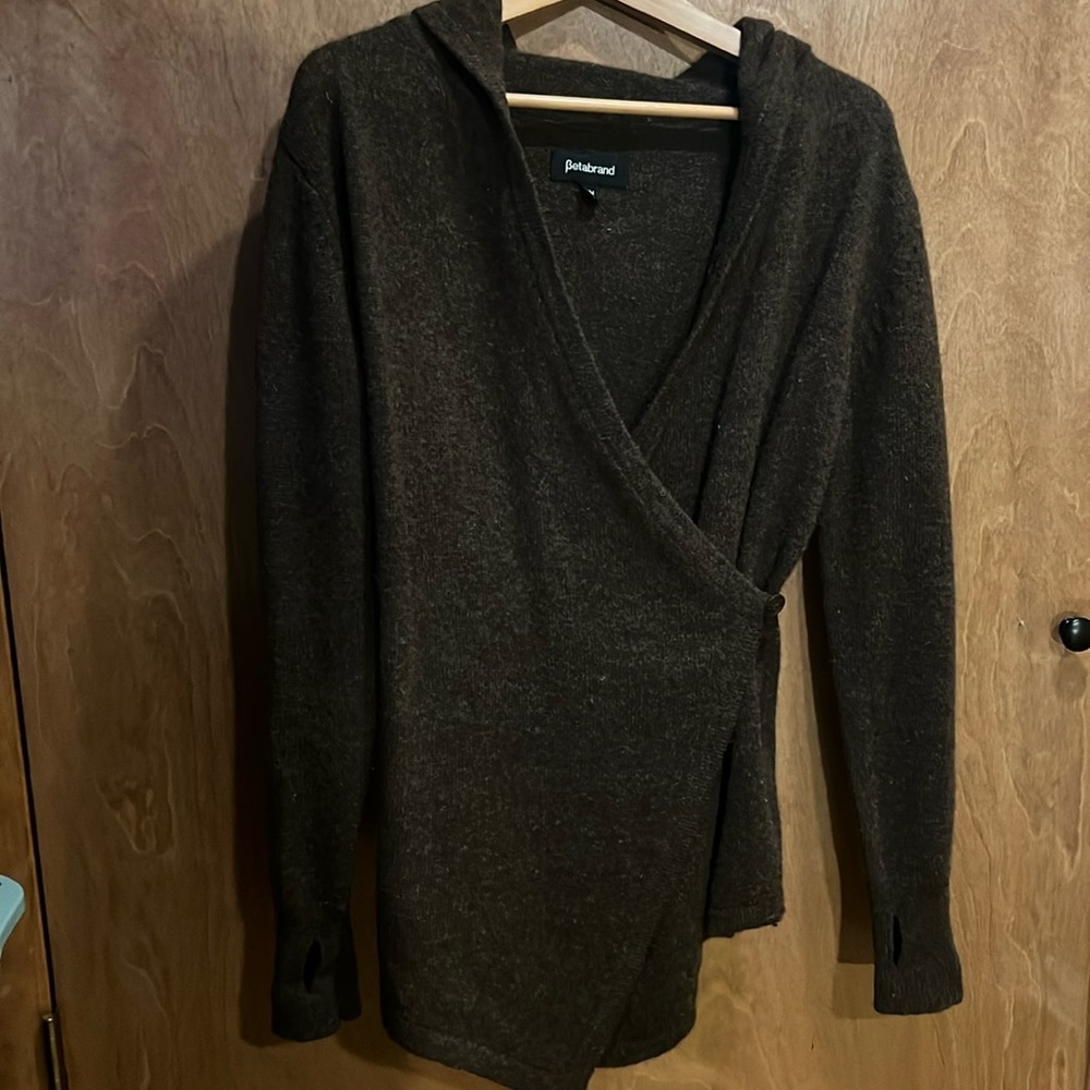 Betabrand wool and alpaca brown cardigan
